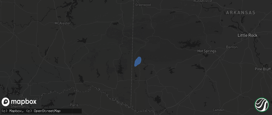 Hail map in Cove, AR on June 7, 2026