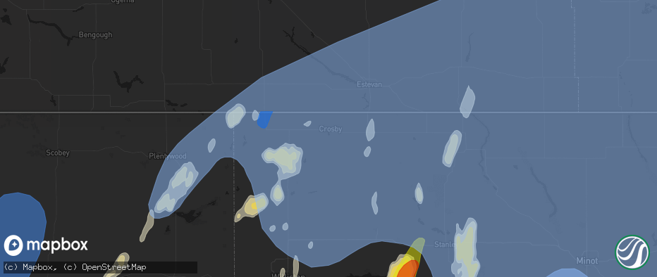 Hail map in Crosby, ND on June 7, 2026