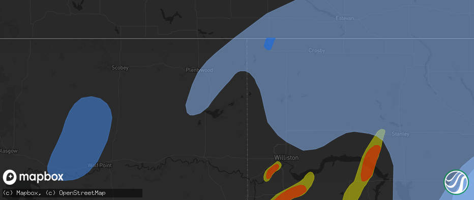 Hail map in Dagmar, MT on June 7, 2026