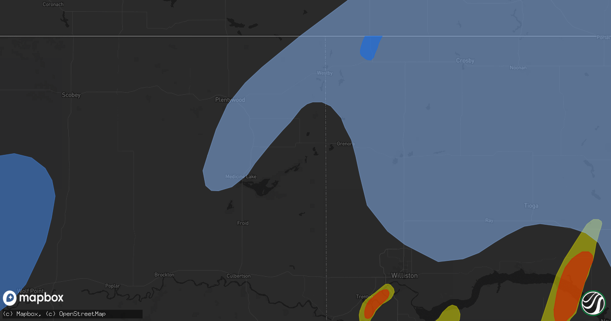 Hail map in Dagmar, MT on June 7, 2026
