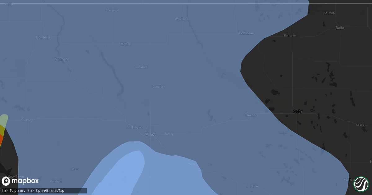 Hail map in Deering, ND on June 7, 2026