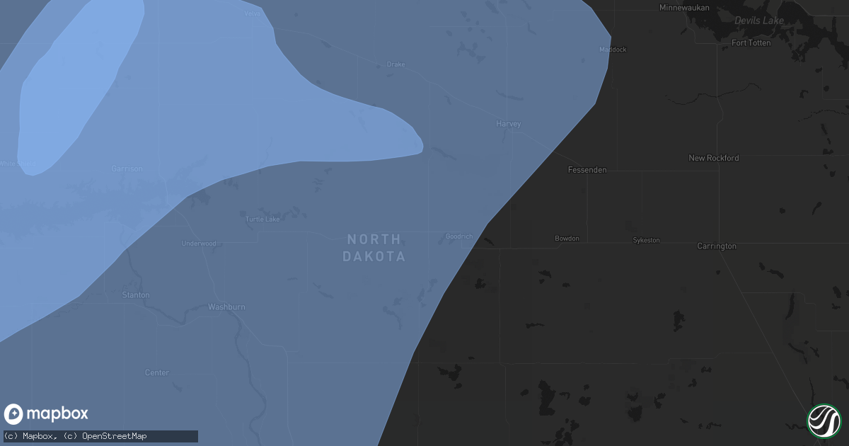 Hail map in Denhoff, ND on June 7, 2026