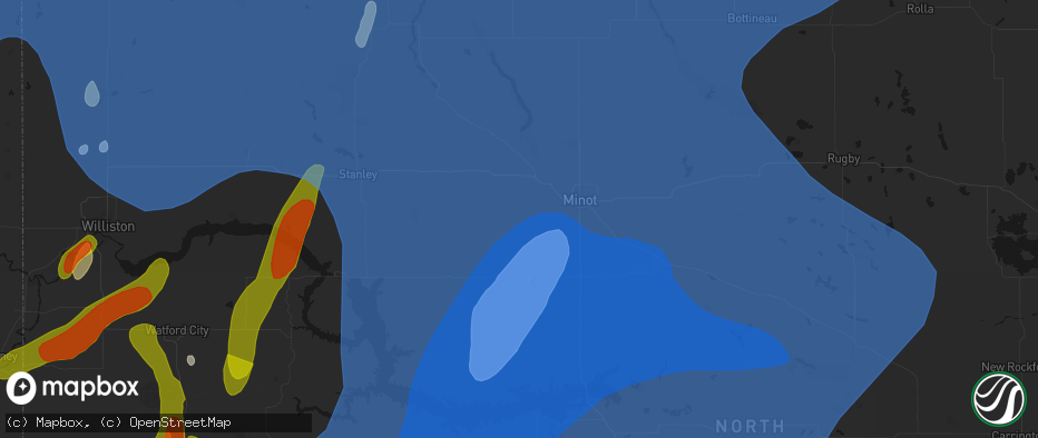 Hail map in Des Lacs, ND on June 7, 2026