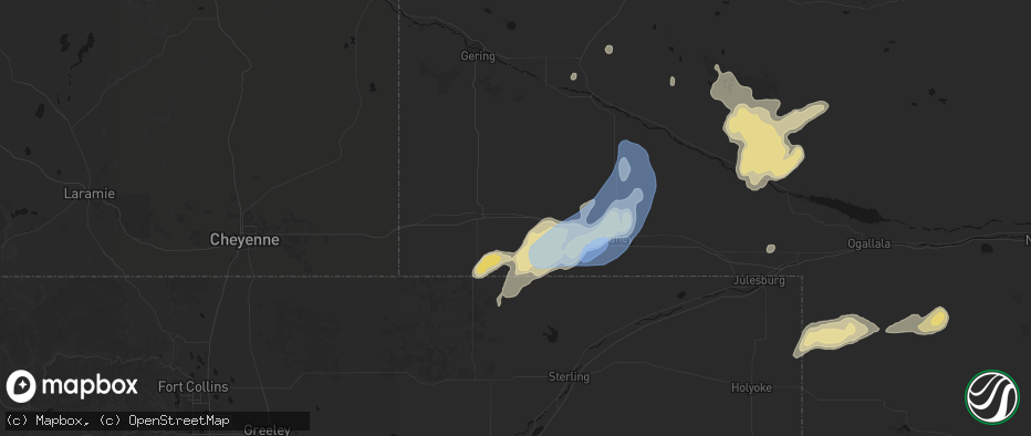 Hail map in Dix, NE on June 7, 2026