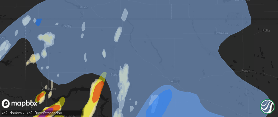 Hail map in Donnybrook, ND on June 7, 2026