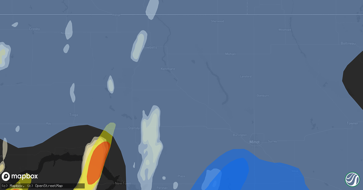 Hail map in Donnybrook, ND on June 7, 2026