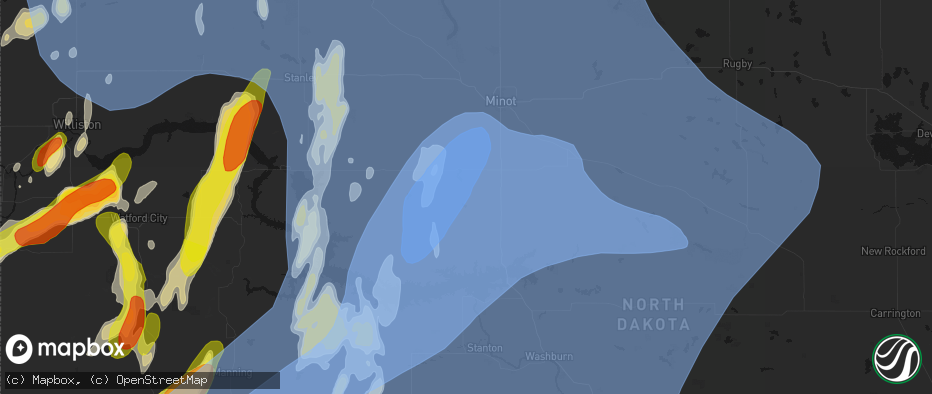 Hail map in Douglas, ND on June 7, 2026