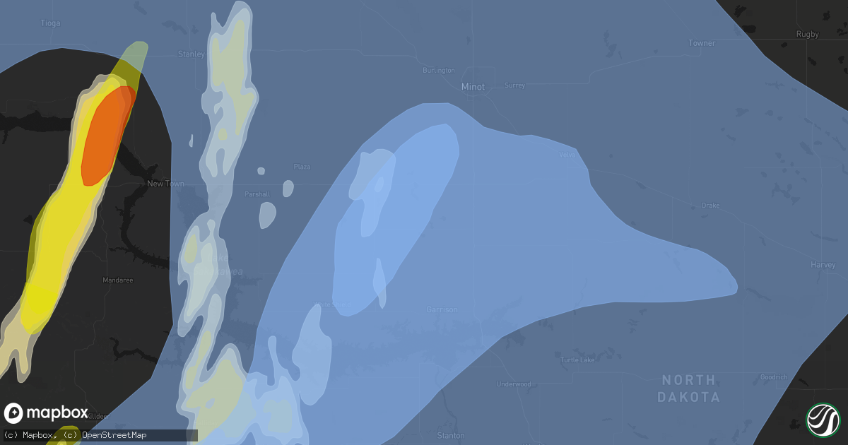 Hail map in Douglas, ND on June 7, 2026
