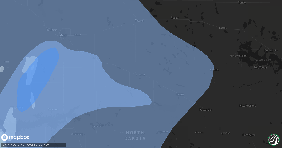 Hail map in Drake, ND on June 7, 2026