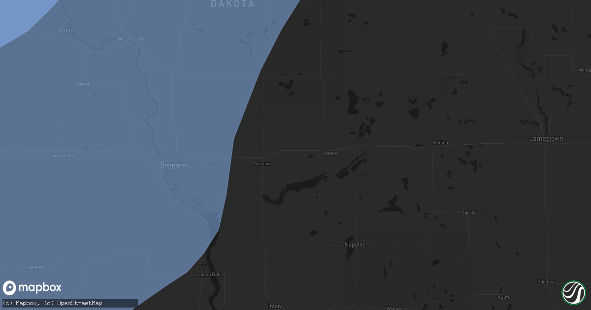 Hail map in Driscoll, ND on June 7, 2026