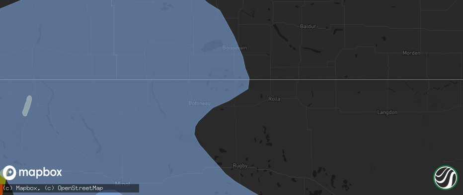 Hail map in Dunseith, ND on June 7, 2026