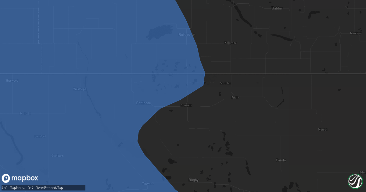 Hail map in Dunseith, ND on June 7, 2026