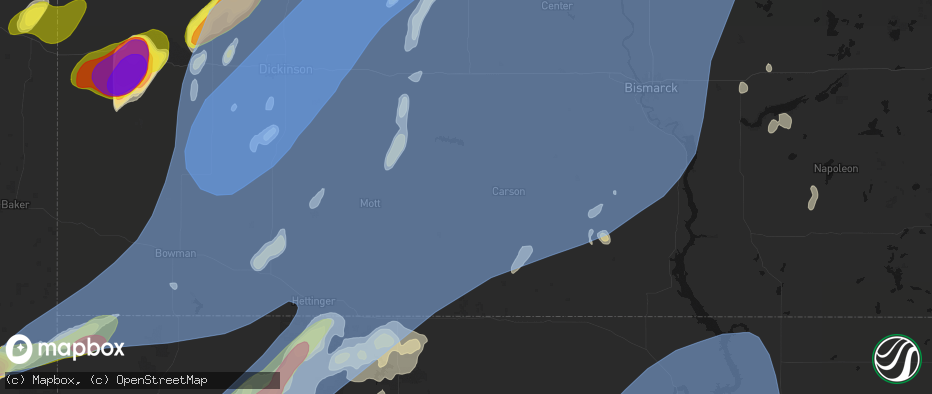 Hail map in Elgin, ND on June 7, 2026