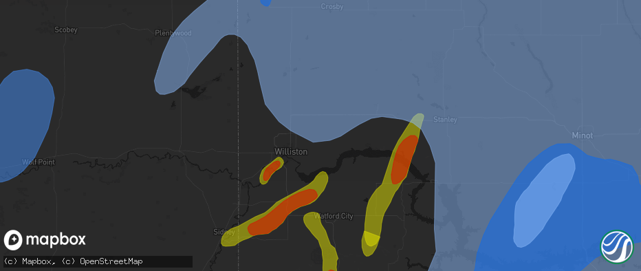 Hail map in Epping, ND on June 7, 2026