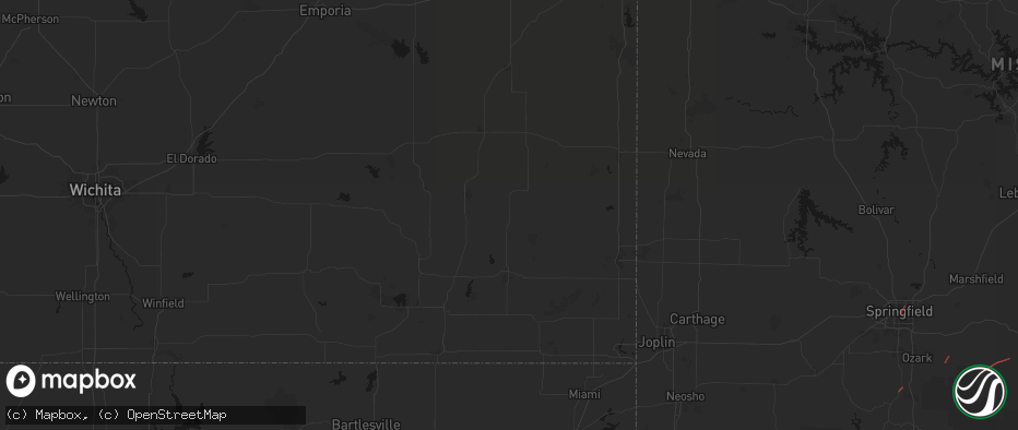Hail map in Erie, KS on June 7, 2026