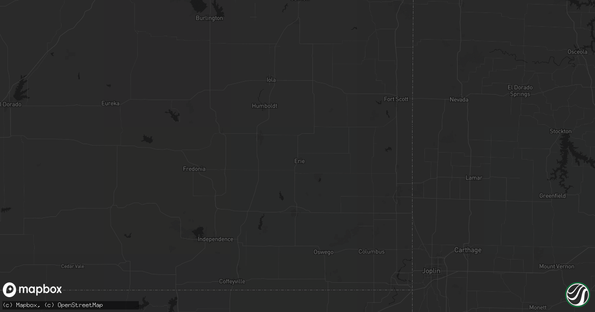 Hail map in Erie, KS on June 7, 2026