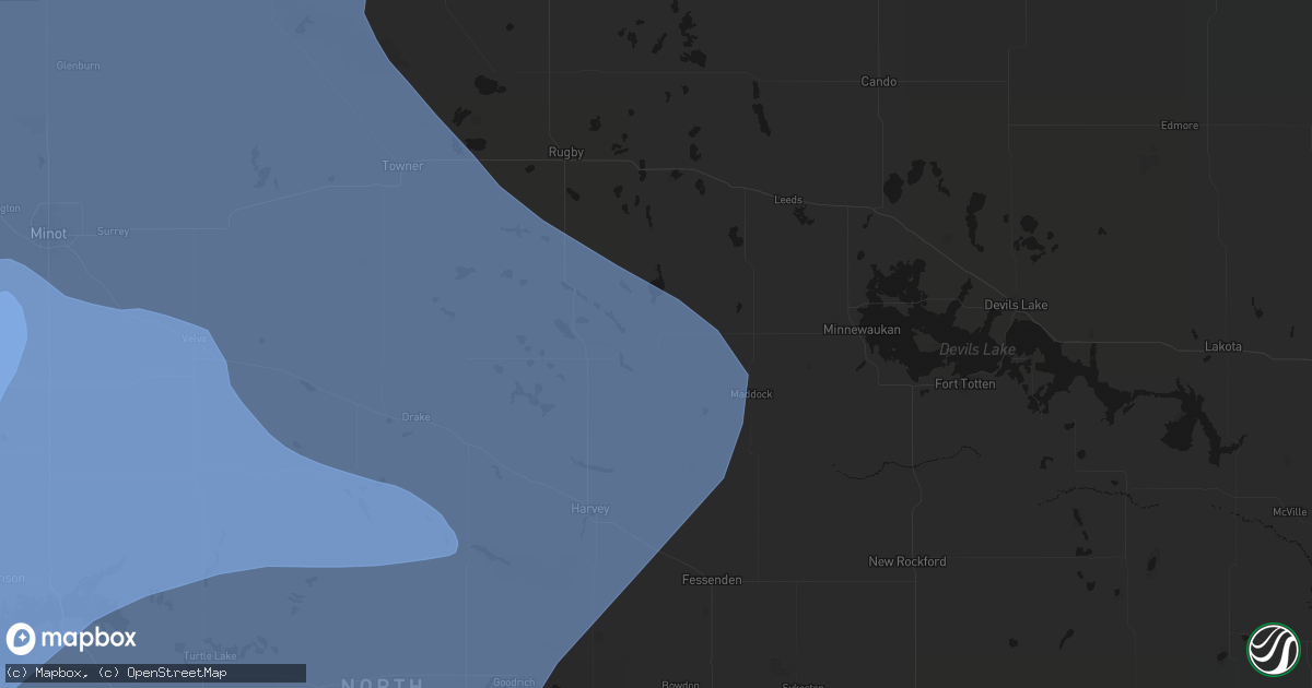 Hail map in Esmond, ND on June 7, 2026