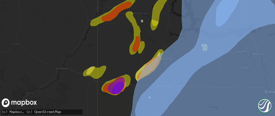 Hail map in Fairfield, ND on June 7, 2026
