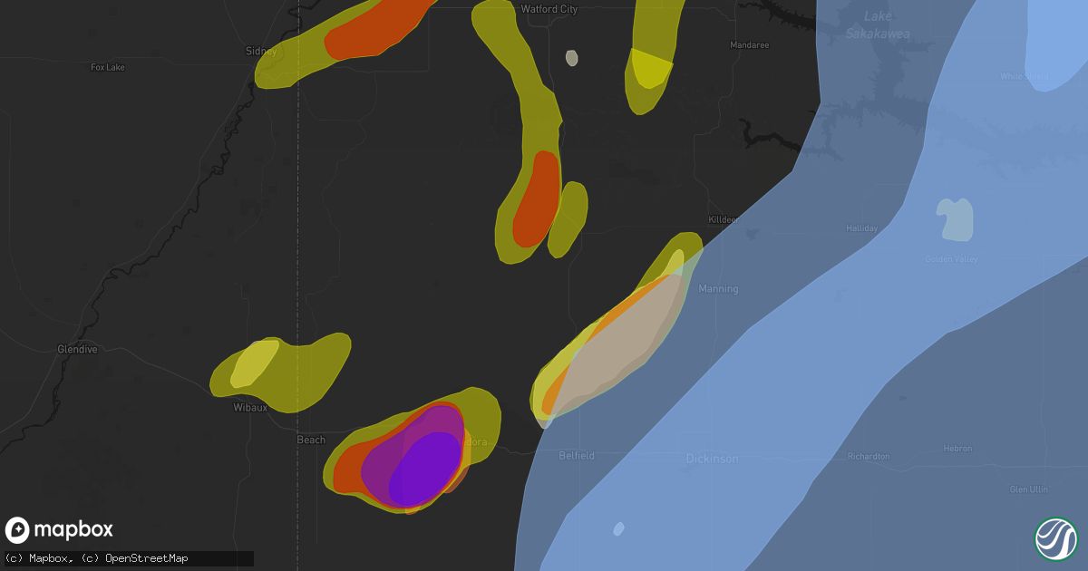 Hail map in Fairfield, ND on June 7, 2026