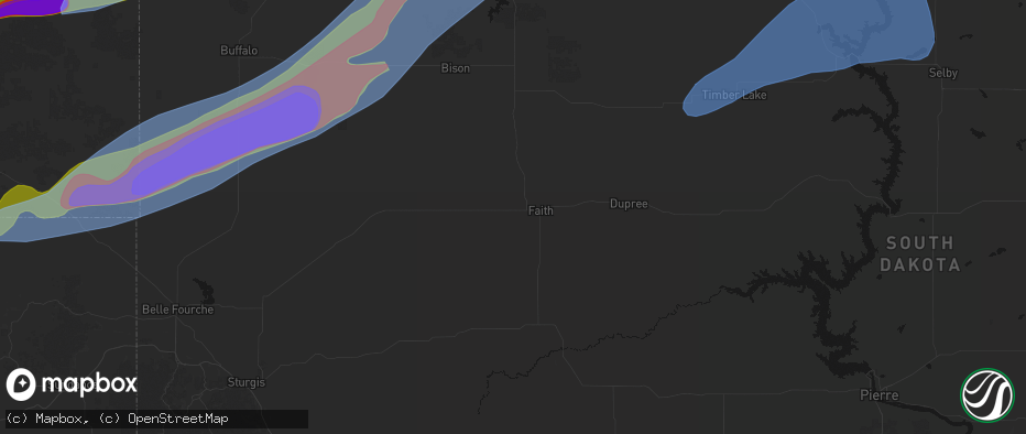 Hail map in Faith, SD on June 7, 2026