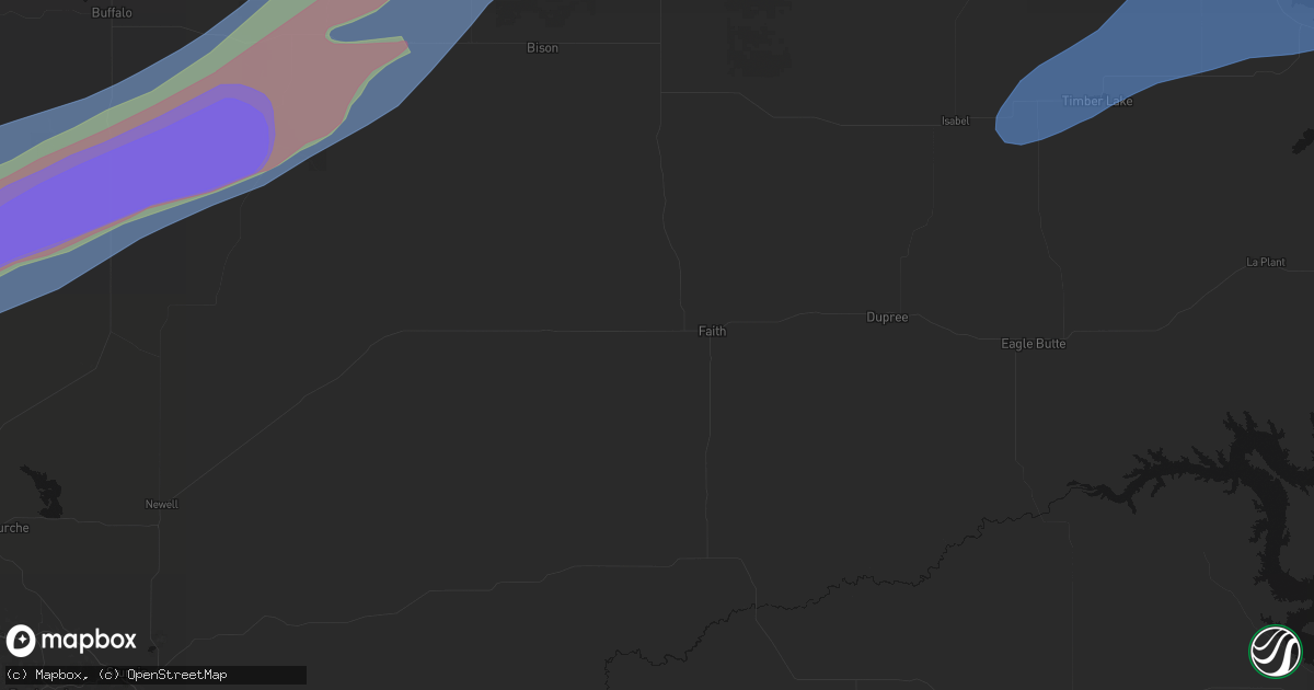 Hail map in Faith, SD on June 7, 2026