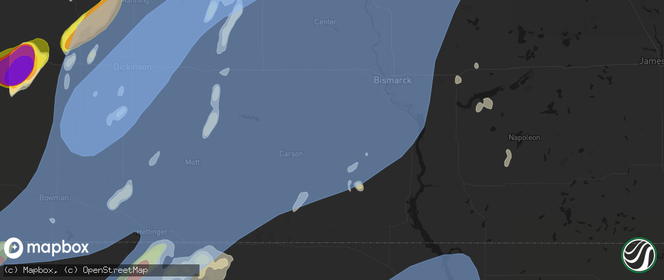 Hail map in Flasher, ND on June 7, 2026