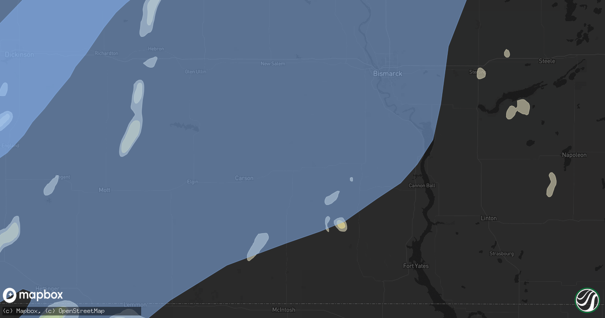 Hail map in Flasher, ND on June 7, 2026