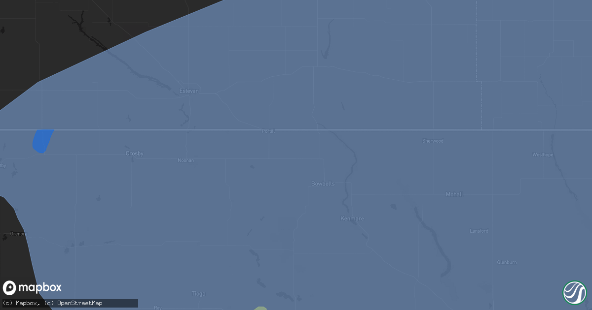 Hail map in Flaxton, ND on June 7, 2026