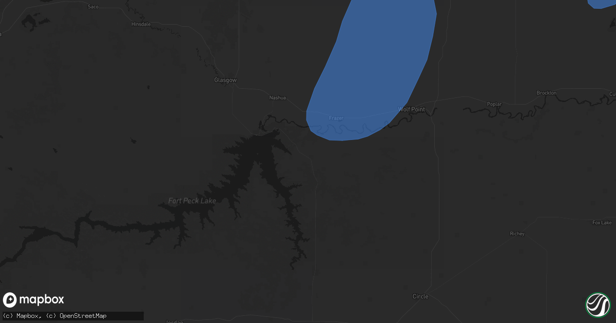 Hail map in Fort Peck, MT on June 7, 2026