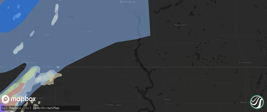 Hail map in Fort Yates, ND on June 7, 2026