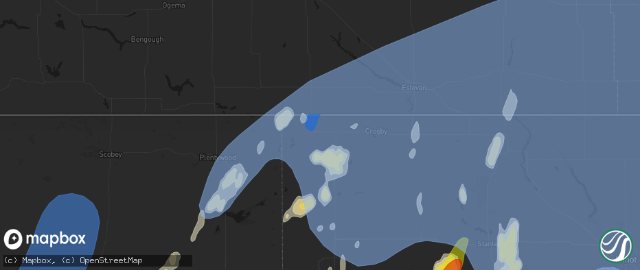 Hail map in Fortuna, ND on June 7, 2026