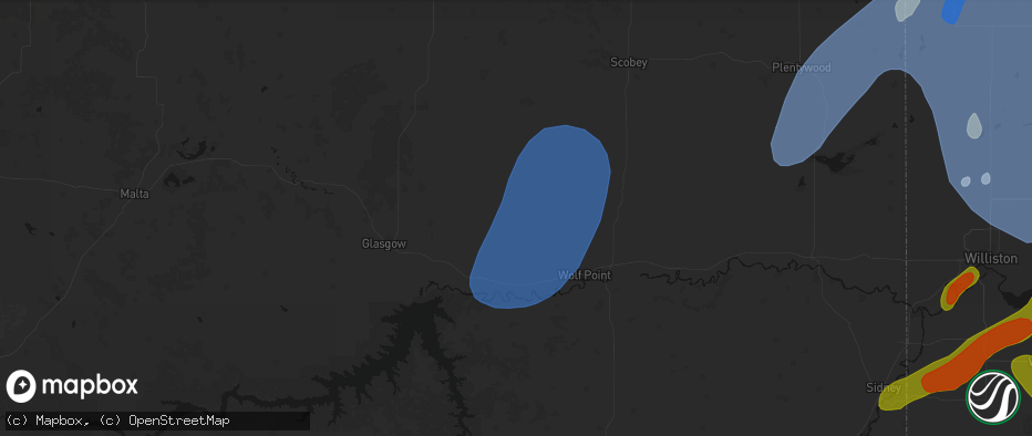 Hail map in Frazer, MT on June 7, 2026