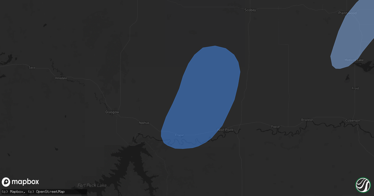 Hail map in Frazer, MT on June 7, 2026