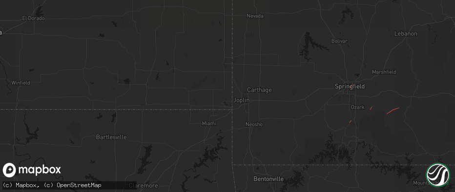 Hail map in Galena, KS on June 7, 2026