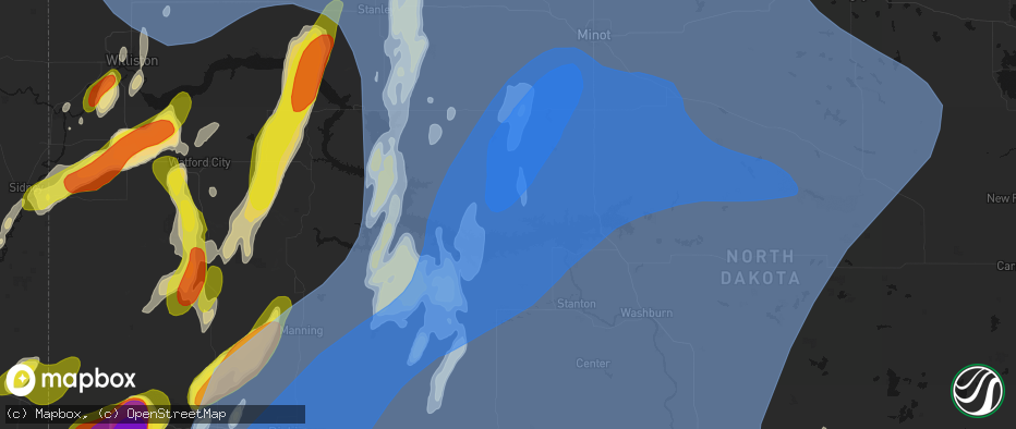 Hail map in Garrison, ND on June 7, 2026