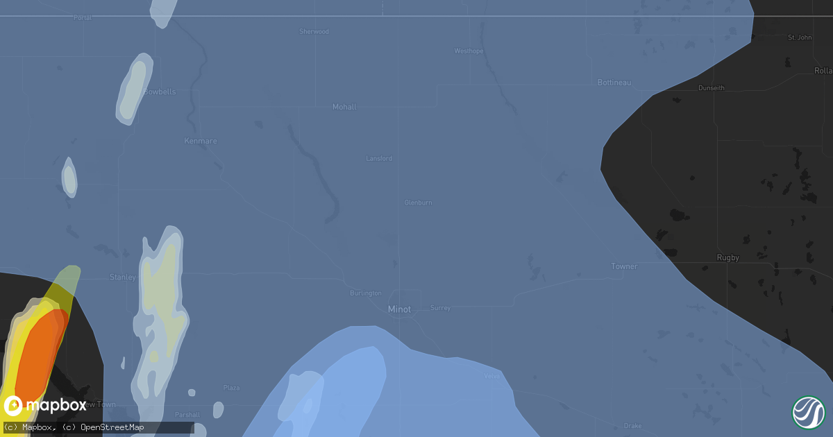 Hail map in Glenburn, ND on June 7, 2026