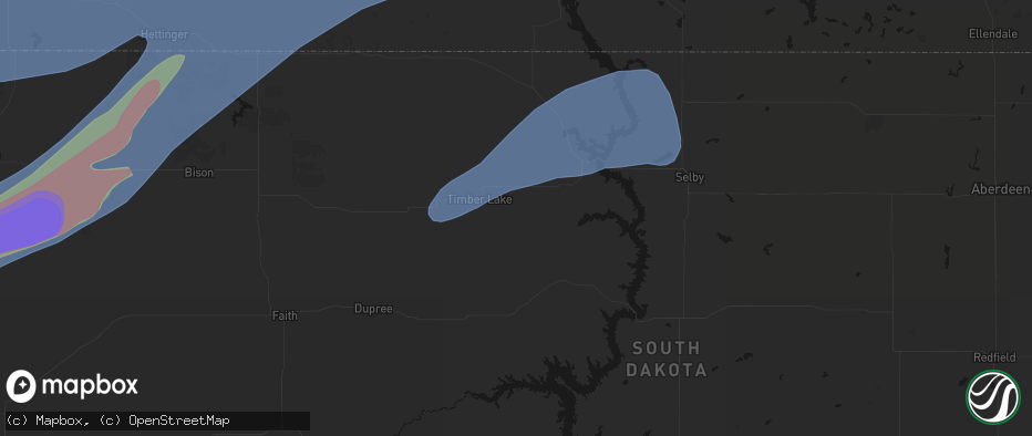 Hail map in Glencross, SD on June 7, 2026