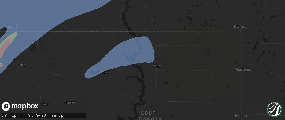 Hail map in Glenham, SD on June 7, 2026