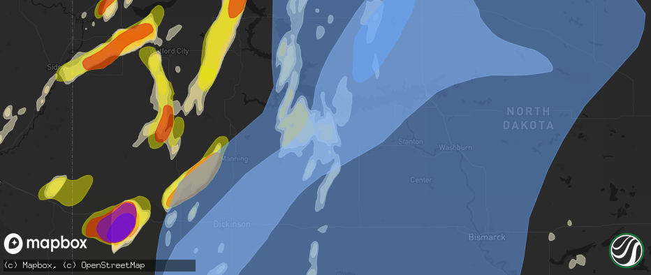 Hail map in Golden Valley, ND on June 7, 2026