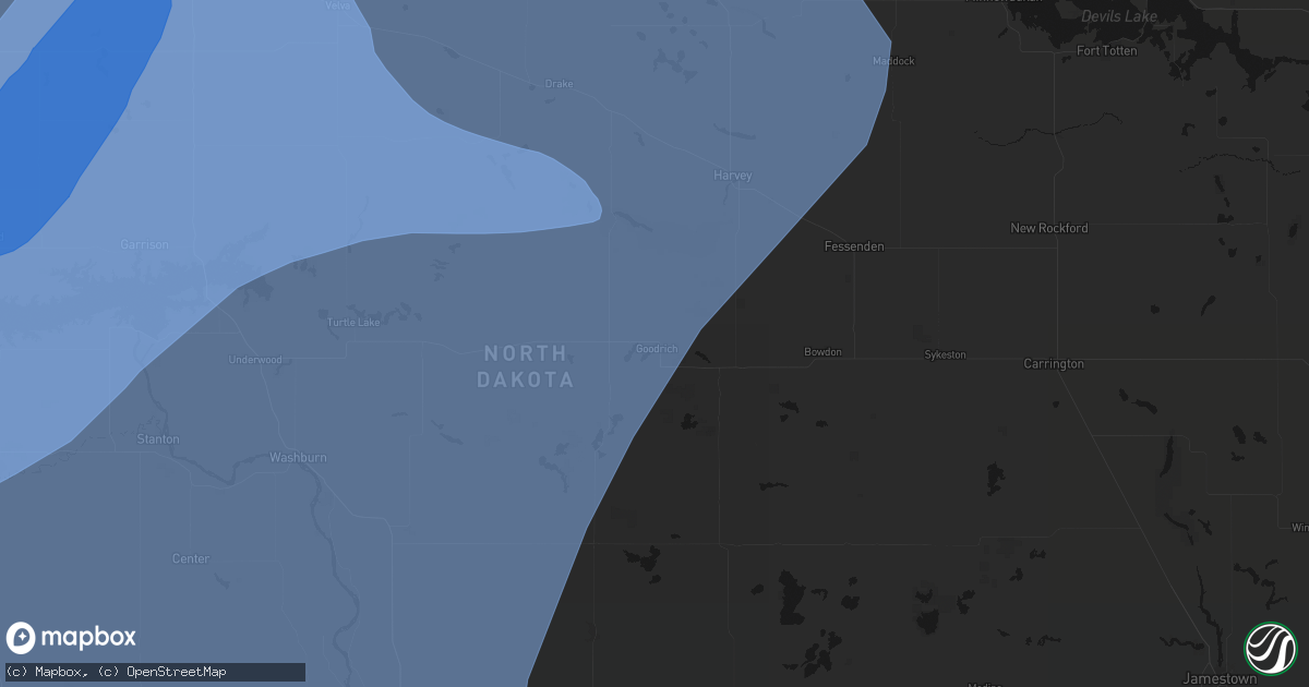 Hail map in Goodrich, ND on June 7, 2026