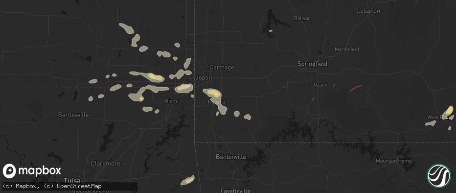 Hail map in Granby, MO on June 7, 2026