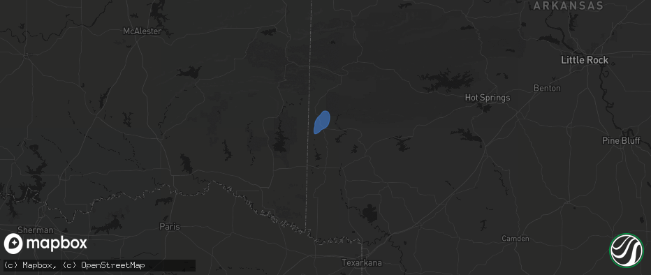 Hail map in Grannis, AR on June 7, 2026