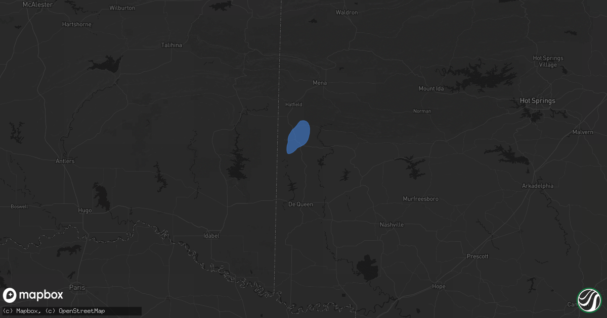 Hail map in Grannis, AR on June 7, 2026