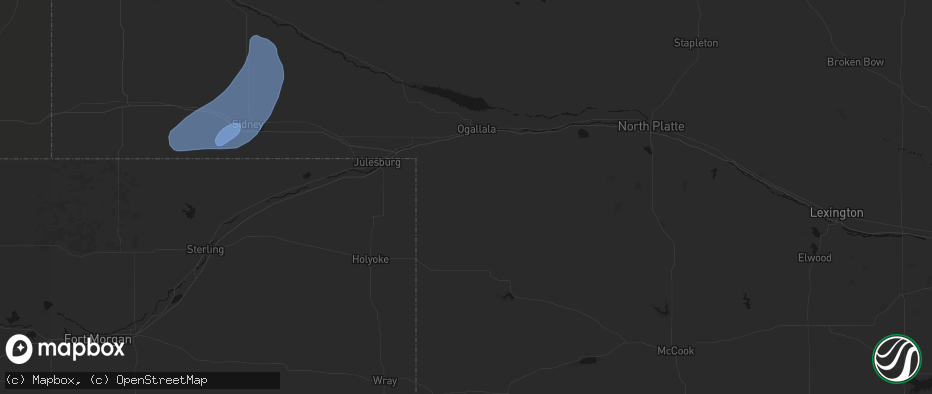 Hail map in Grant, NE on June 7, 2026