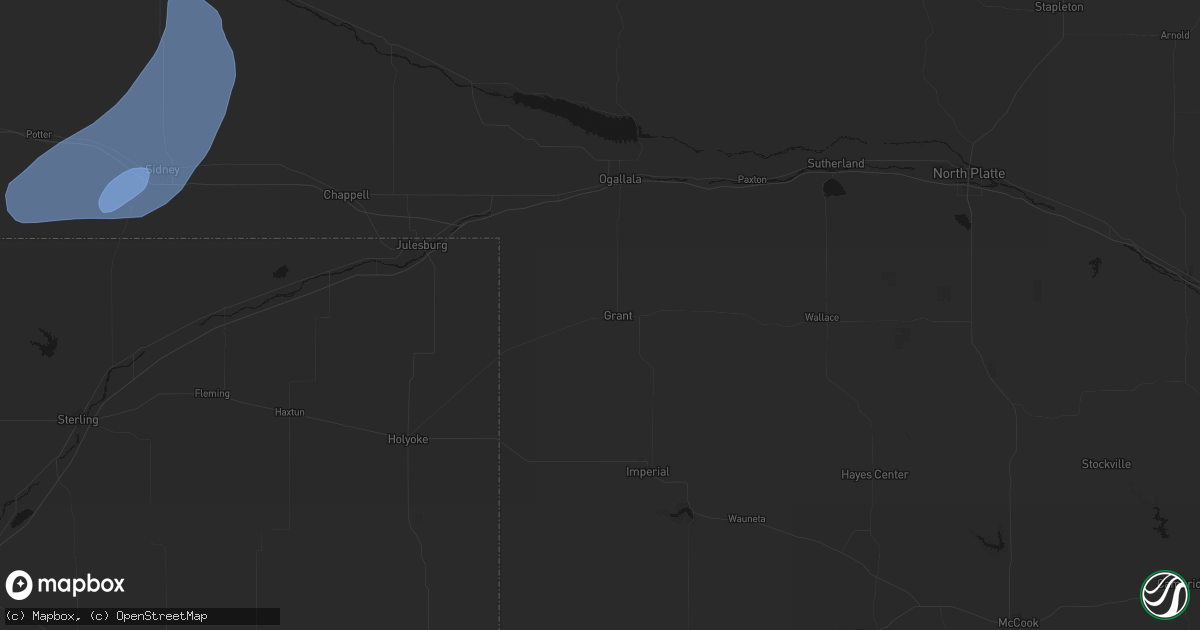 Hail map in Grant, NE on June 7, 2026
