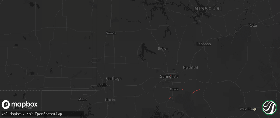 Hail map in Greenfield, MO on June 7, 2026