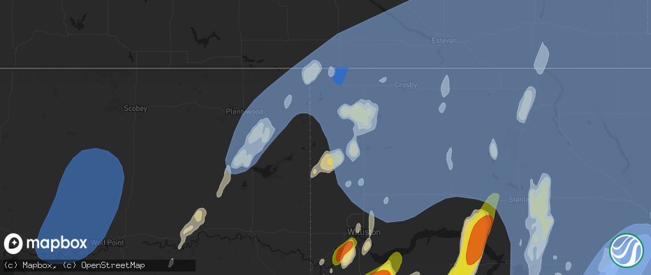 Hail map in Grenora, ND on June 7, 2026