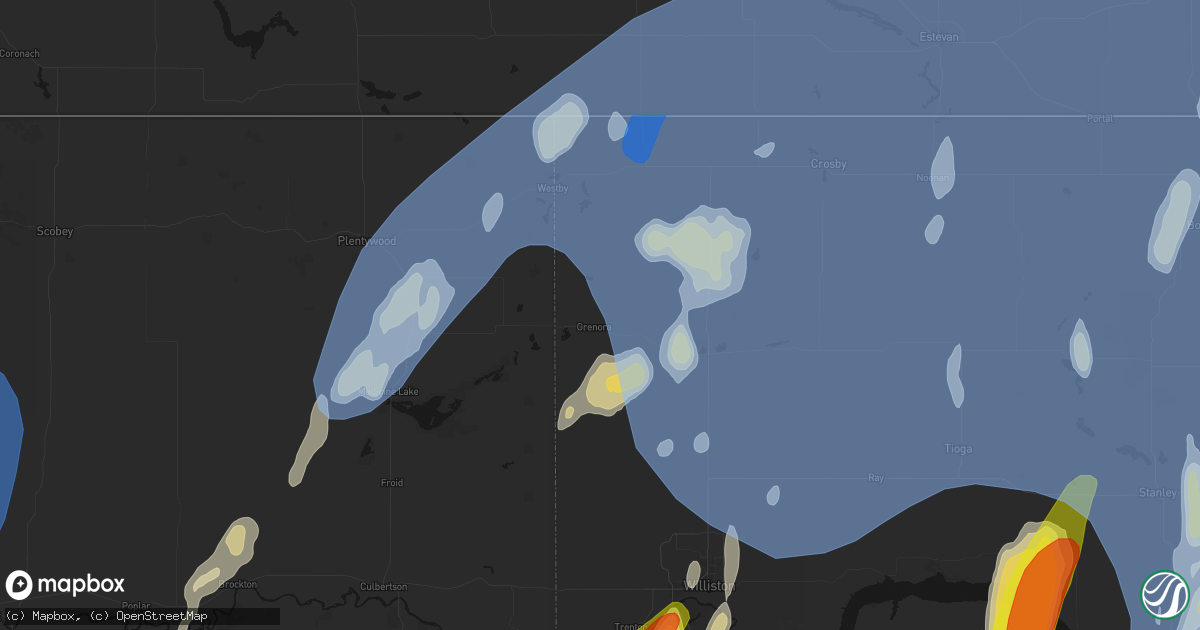 Hail map in Grenora, ND on June 7, 2026