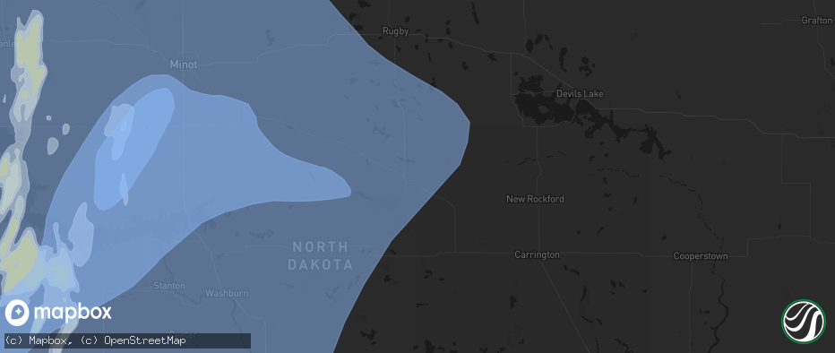 Hail map in Harvey, ND on June 7, 2026