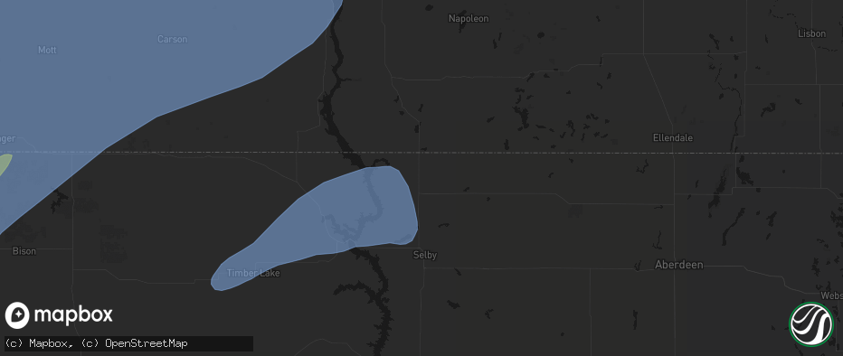 Hail map in Herreid, SD on June 7, 2026